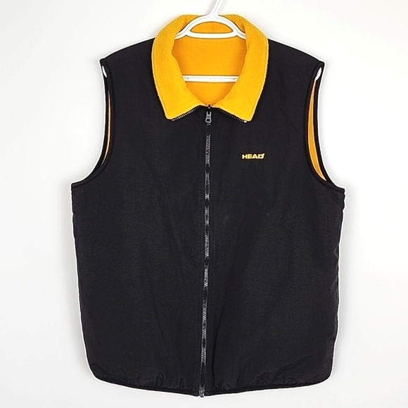 HEAD Women's Reversible Zip Up Vest Black  Yellow Fleece Pockets Size XL - Picture 3 of 14